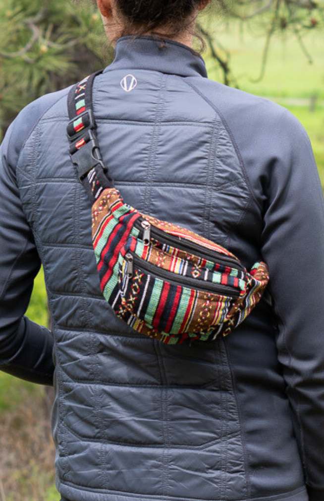 Cotton gyari sling bag, fanny pack, fair trade Nepal