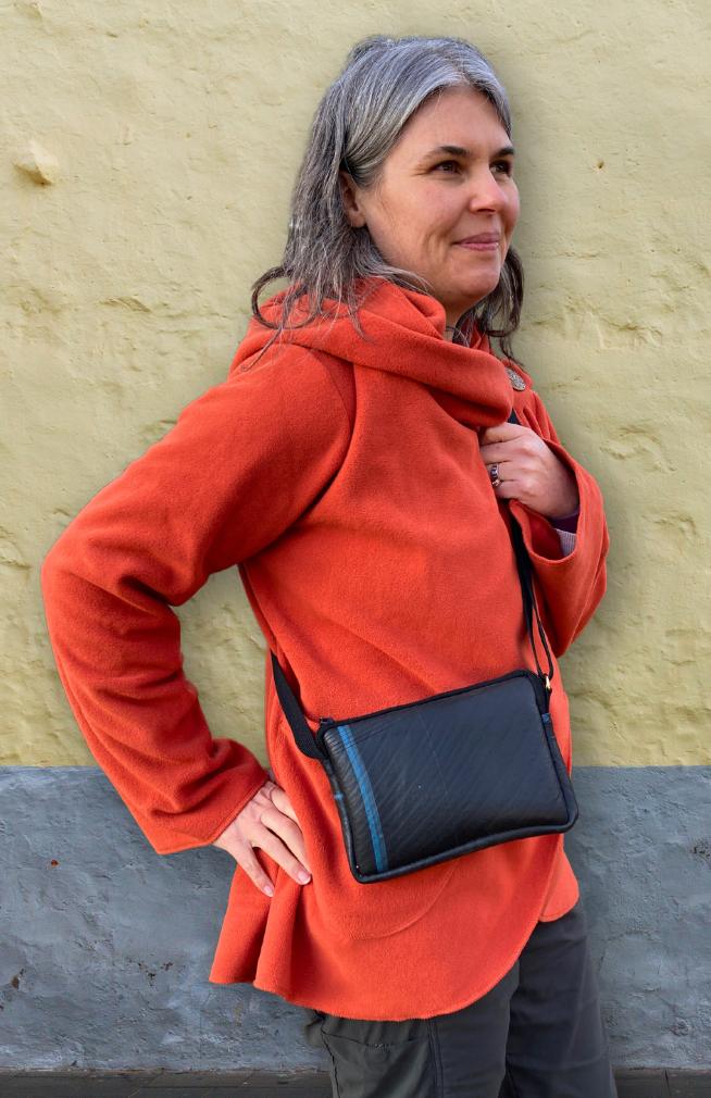 recycled rubber tire sling bag fair trade Nepal