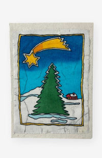 handmade paper card batik tree free fair trade Nepal XMAS