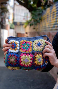 cotton granny square toiletry bag fair trade Nepal