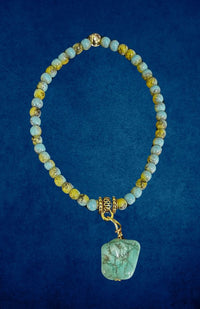 natural turquoise bead with 4mm glass beads bracelet