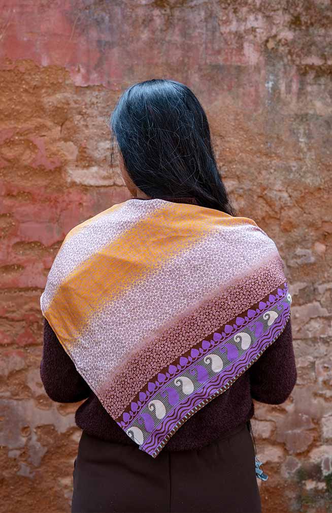 recycled silk sari scarf fair trade Nepal