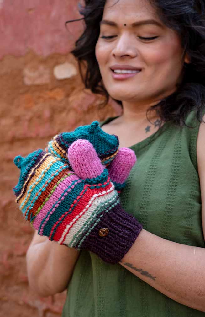 Handmade Fleece Lined Glitten, Assorted Colors