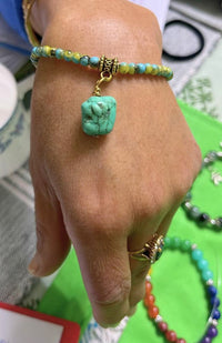 natural turquoise bead with 4mm glass bead bracelet