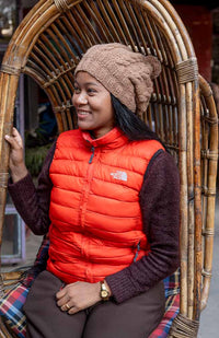 Wool Knit Hat w/ Cable Design, Fleece Lined