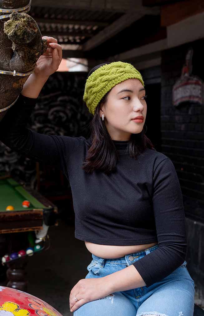 Wool Cable Knit Headband, Fleece Lined