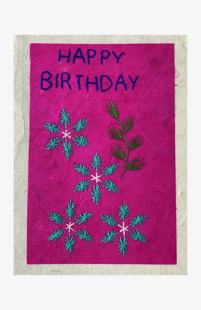embroidered cards tree free paper lokta fair trade Nepal