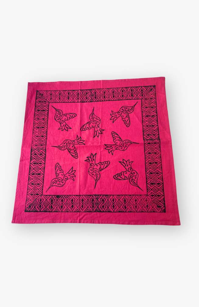 hummingbird bandana pink cotton block print fair trade nepal
