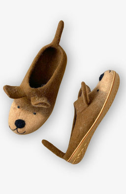 Felted wool dog slipper rubber sole fair trade Nepal