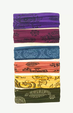 Cotton screen print headband, fair trade Nepal