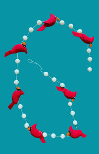 felt red cardinal garland fair trade Nepal