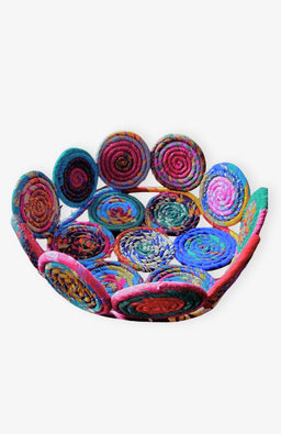 recycled silk sari coiled basket bow fair trade Nepal