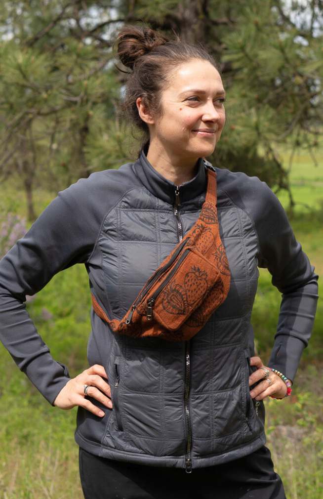 cotton blockprint sling bag, fanny pack, fair trade Nepal