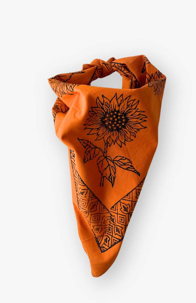 sunflower cotton bandana block print fair trade nepal
