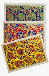Tibetan flower design tree free paper card set fair trade Nepal
