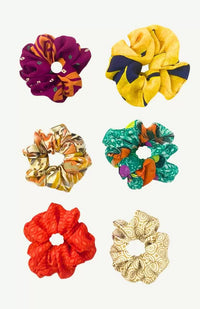 Recycled silk sari hair scrunchy fair trade Nepal