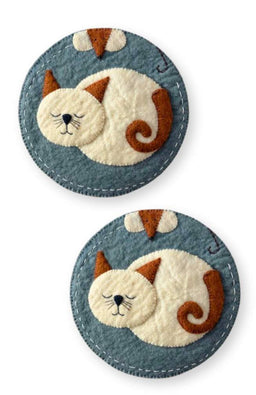 felt cat trivet with mouse fair trade Nepal