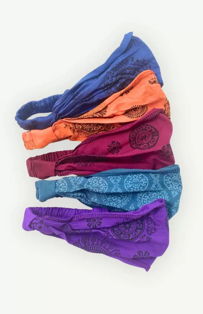cotton screen print headband fair trade Nepal