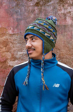 Wool Knit Earflap Hat, Fleece Lined