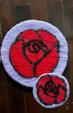 felted wool rose design trivet fair trade Nepal