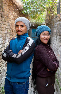 Hand Made Hemp + Wool Blend Knit Slouch Hat, Fleece Lined