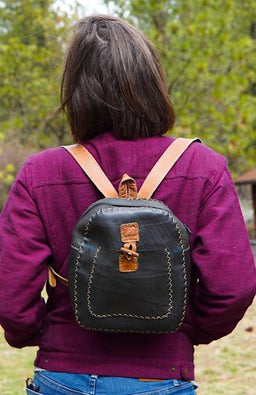 Small, Handcrafted, Recycled Rubber Tire Backpack