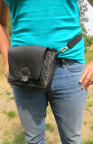 Handcrafted Recycled Rubber Flap Purse w Removable Strap