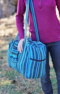 Sturdy Handcrafted Gyari Cotton Duffle, Assorted Stripes