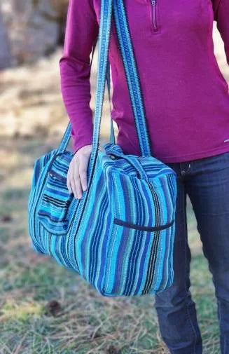Sturdy Handcrafted Gyari Cotton Duffle, Assorted Stripes