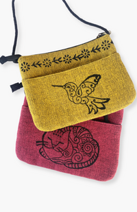 blockprint purse, fair trade Nepal