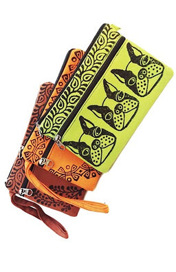Handcrafted Cotton Block Print Clutch Bag w Wrist Strap
