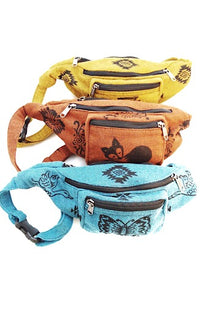 cotton block print fanny pack sling bag fair trade nepal