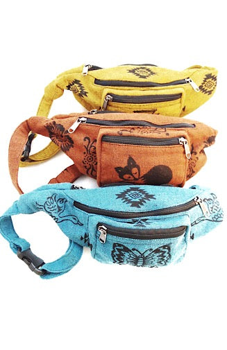 cotton block print fanny pack sling bag fair trade nepal