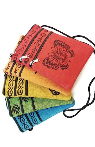 cotton block print passport bag fair trade nepal