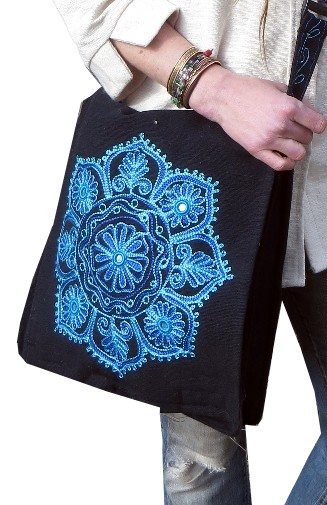 embroidered mandala adjustable cross body bag