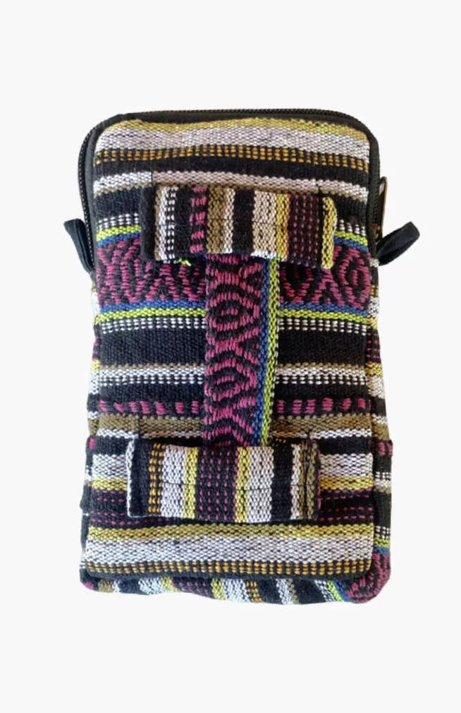 Handcrafted Cotton Mobile Phone Bag, Gyari Stripes