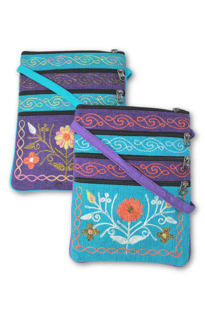 embroidered zipper purse fair trade nepal