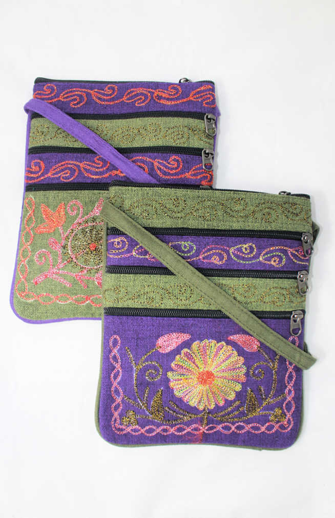embroidered zipper purse fair trade nepal