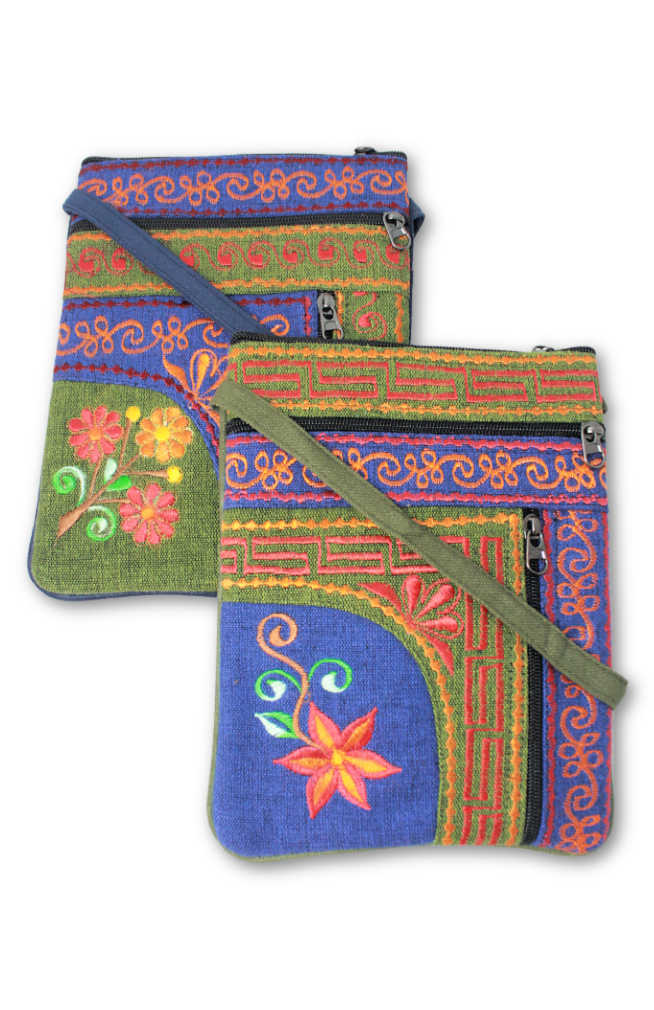embroidered zipper purse fair trade nepal