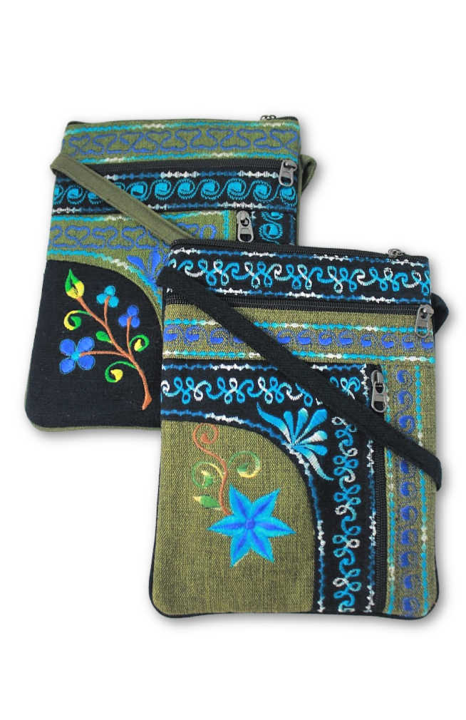 embroidered zipper purse fair trade nepal