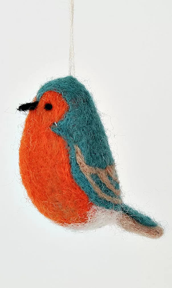 felt bird ornament fair trade nepal