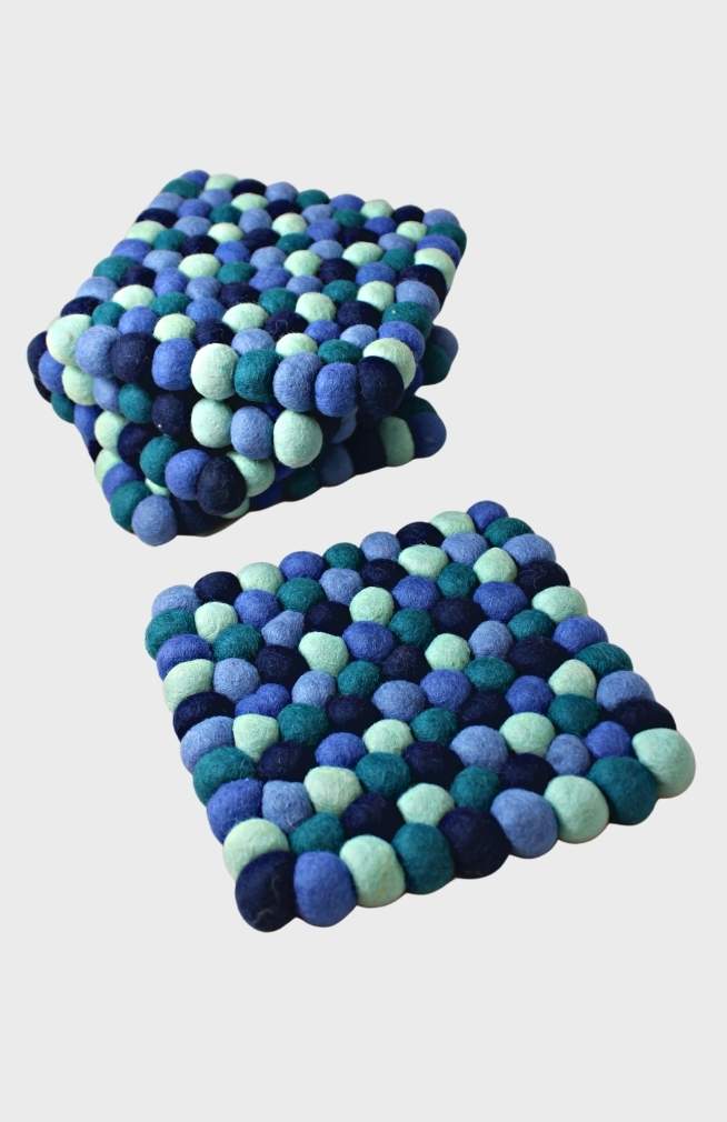 felt ball wool trivet fair trade nepal