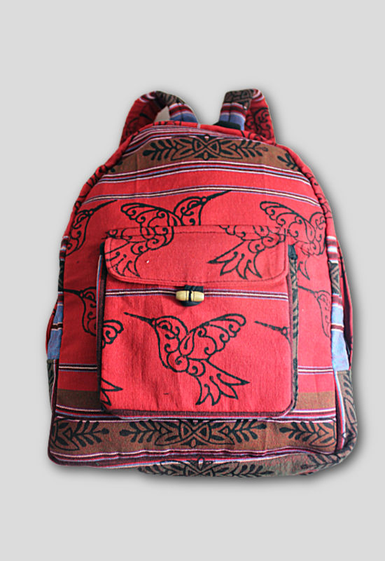 cotton block print backpack fair trade nepal