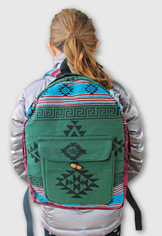 cotton block print backpack fair trade nepal