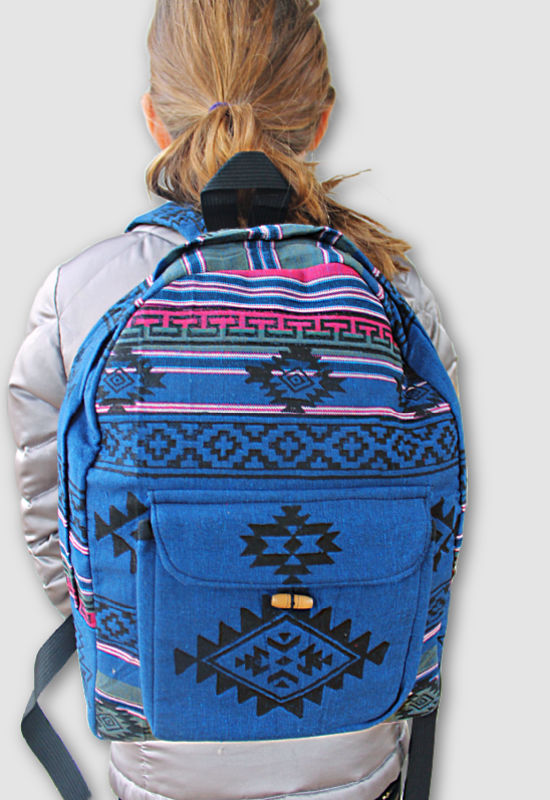 cotton block print backpack fair trade nepal