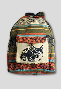 cotton block print backpack fair trade nepal