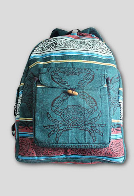cotton block print backpack fair trade nepal