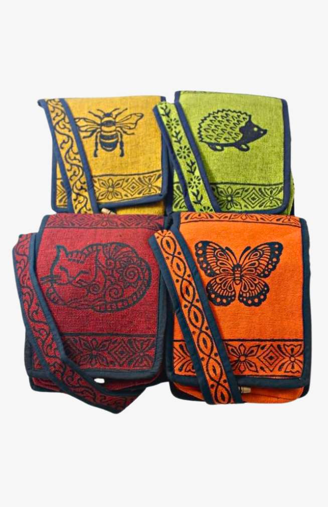 cotton blockprint purse fair trade Nepal