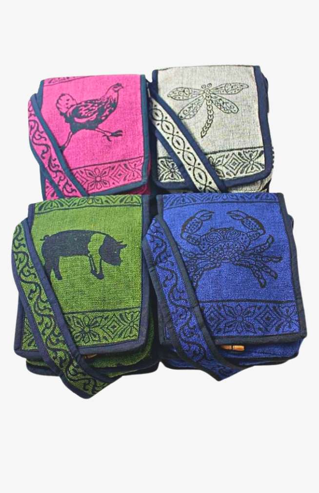 cotton blockprint purse fair trade Nepal