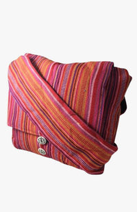 cotton striped messenger bag fair trade Nepal